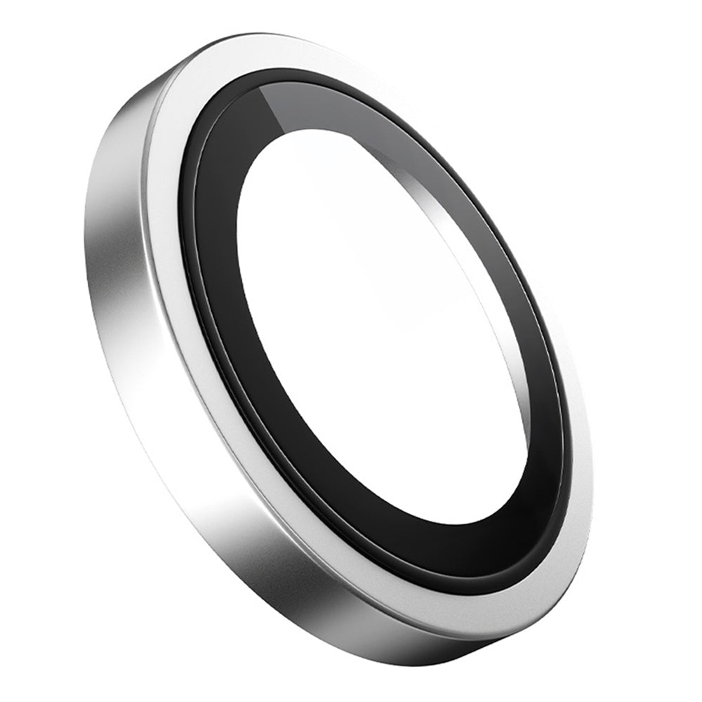 Protection pour caméra arrière Blueo à cadre métallique pour Apple iPhone Duo, verre trempé, argentée