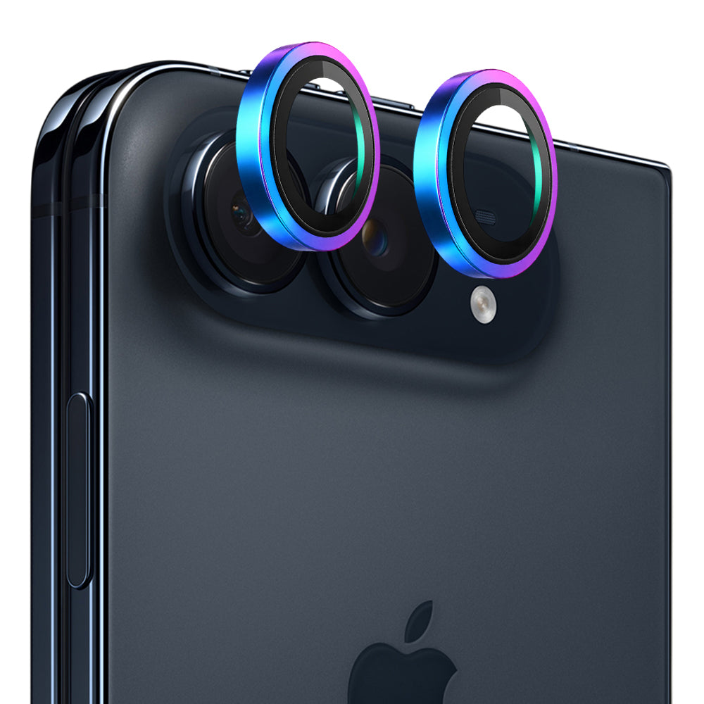 Blueo Schutzfolie für die Rückkamera mit Metallrahmen für Apple iPhone Duo, gehärtetes Glas, mehrfarbig