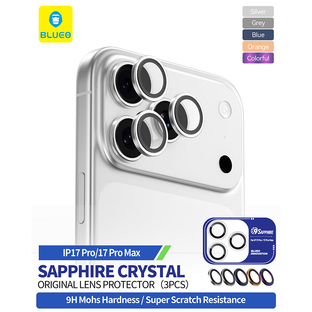 Pellicola Protettiva Posteriore Blueo Sapphire Crystal per Apple iPhone 17 Pro Max / 17 Pro, Vetro Temperato, Argento