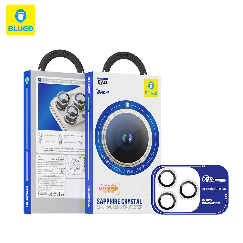 Pellicola Protettiva Posteriore Blueo Sapphire Crystal per Apple iPhone 17 Pro Max / 17 Pro, Vetro Temperato, Argento