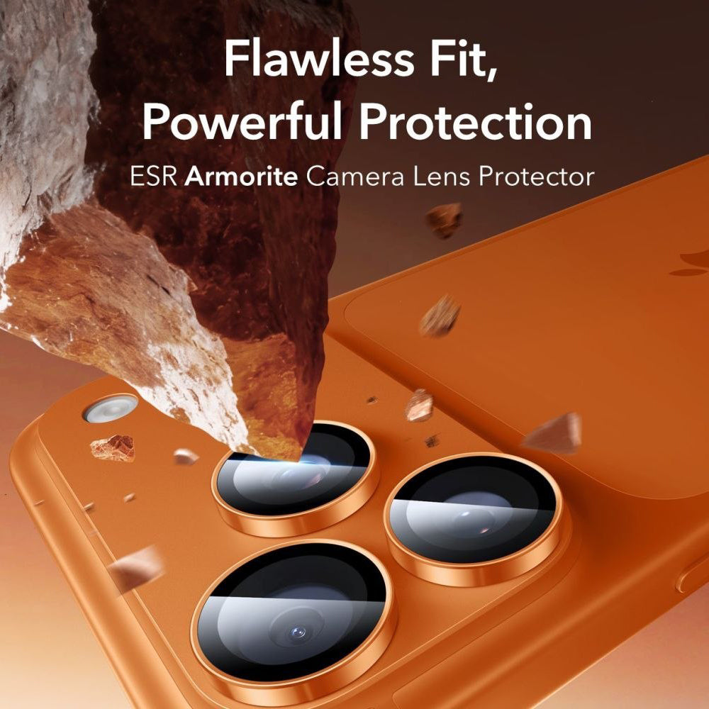 Film de protection pour caméra arrière ESR Armorite pour Apple iPhone 14 Pro, Verre Trempé, Orange