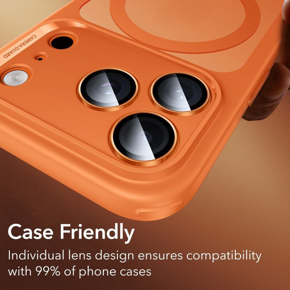 Film de protection pour caméra arrière ESR Armorite pour Apple iPhone 14 Pro, Verre Trempé, Orange