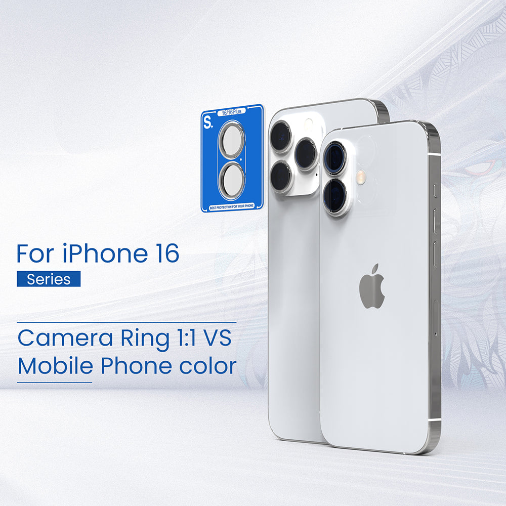 Film de protection pour caméra arrière Lito S+ pour Apple iPhone 16 Plus / 16, Verre trempé, Noir