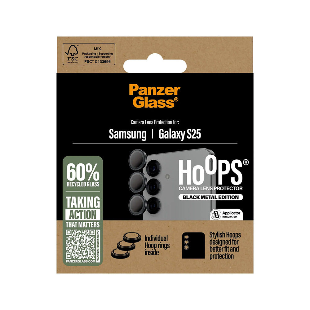 Pellicola Protettiva Posteriore PanzerGlass Hoops per Samsung Galaxy S25 S931, Vetro Temperato, Nero
