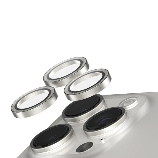 Film de protection pour caméra arrière PanzerGlass Safe. Paillettes pour Apple iPhone 16 Pro Max / 16 Pro, Verre Trempé, Argenté
