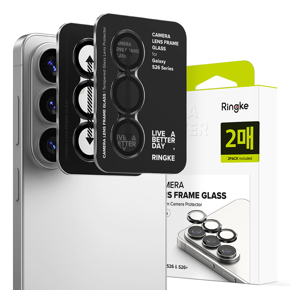 Pellicola Protettiva Posteriore Ringke per Samsung Galaxy S26 Plus S947 / S26, Vetro Temperato, Set 2 pezzi, Nera