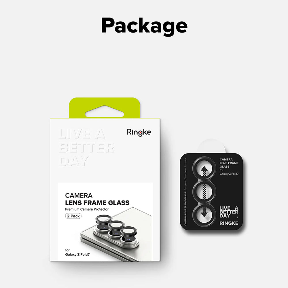Film de protection Caméra Arrière Ringke pour Samsung Galaxy Z Fold7 F966, Verre Trempé, Lot de 2 pièces, Noir