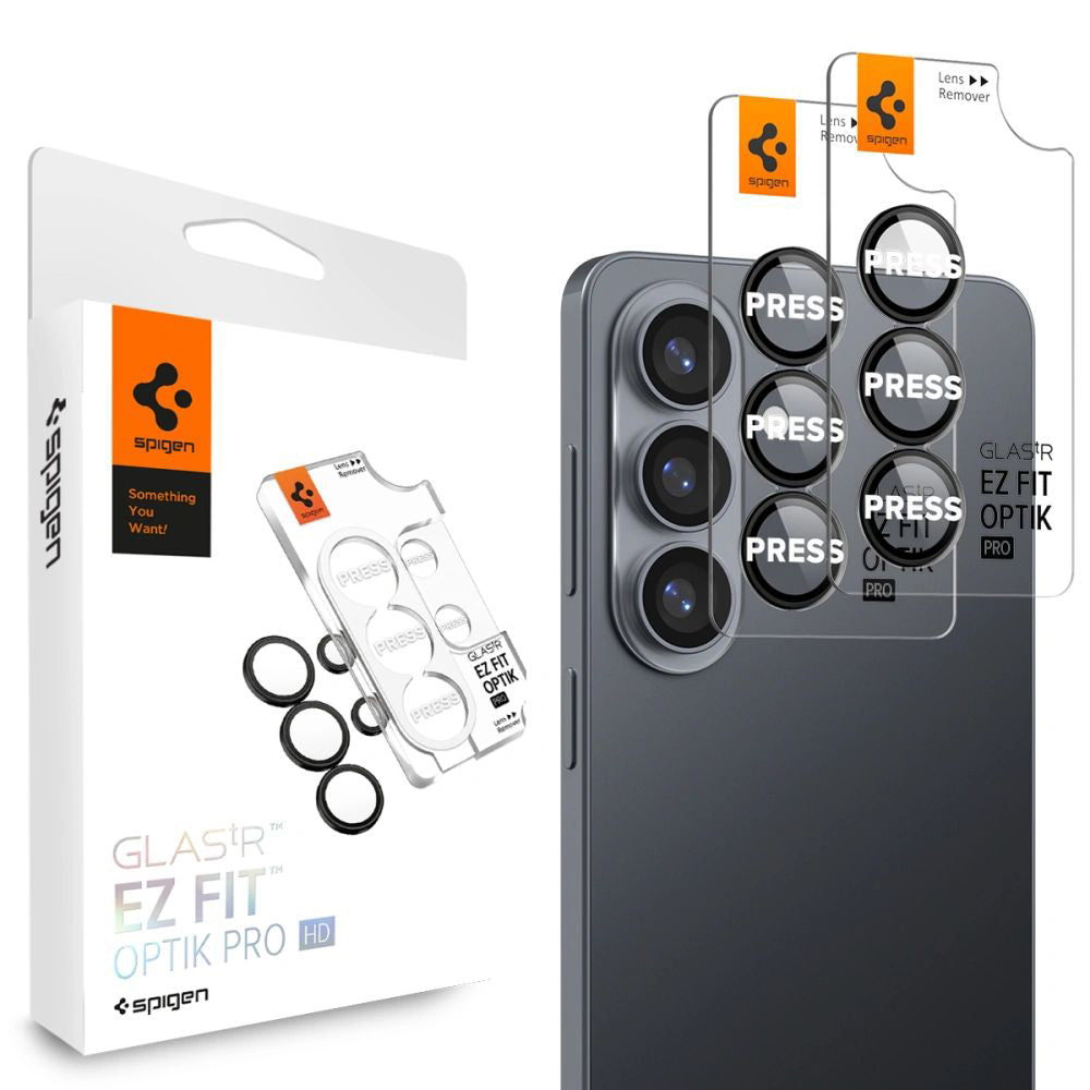 Pellicola Protettiva Posteriore Spigen GlastR EZ FIT Optik Pro HD per Samsung Galaxy S26 Plus S947, Vetro Temperato, Set 2 pezzi, Nera