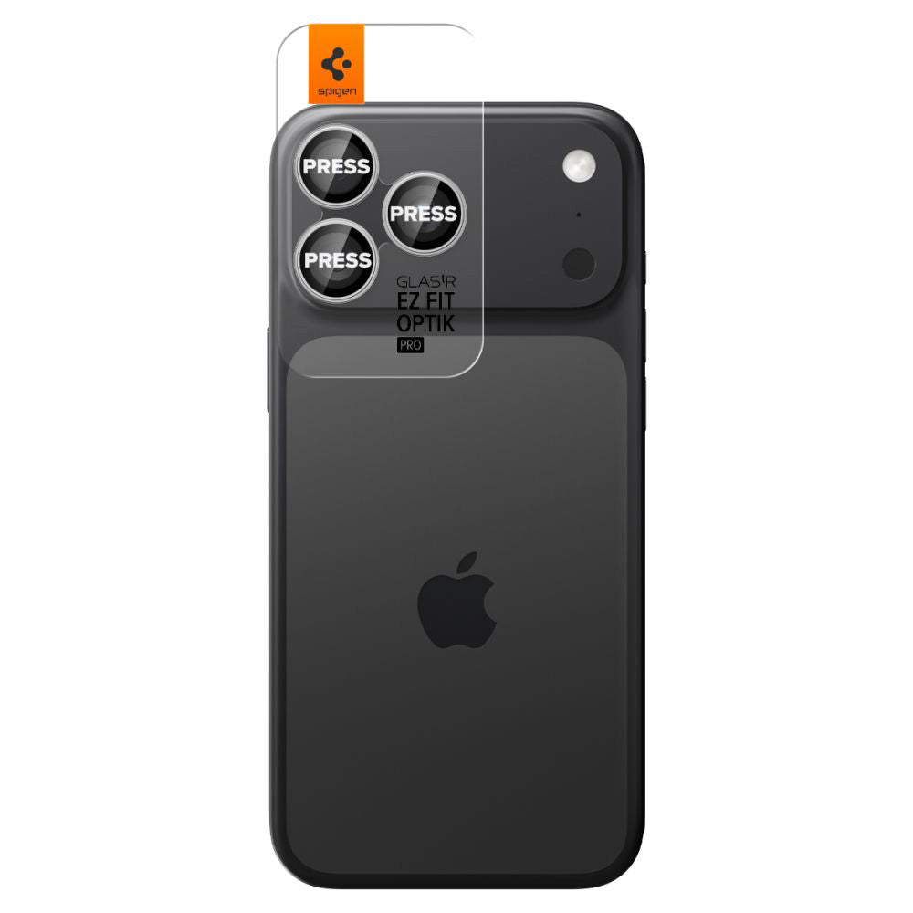 Film de protection pour caméra arrière Spigen GlastR EZ FIT Optik Pro pour Apple iPhone 17 Pro Max / 17 Pro, Verre Trempé, Set de 2 pièces, Argenté