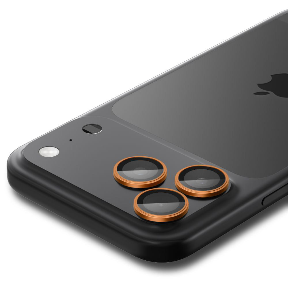 Schutzfolie für die Rückkamera Spigen GlastR EZ FIT Optik Pro für Apple iPhone 17 Pro Max / 17 Pro, gehärtetes Glas, Set mit 2 Stück, Orange
