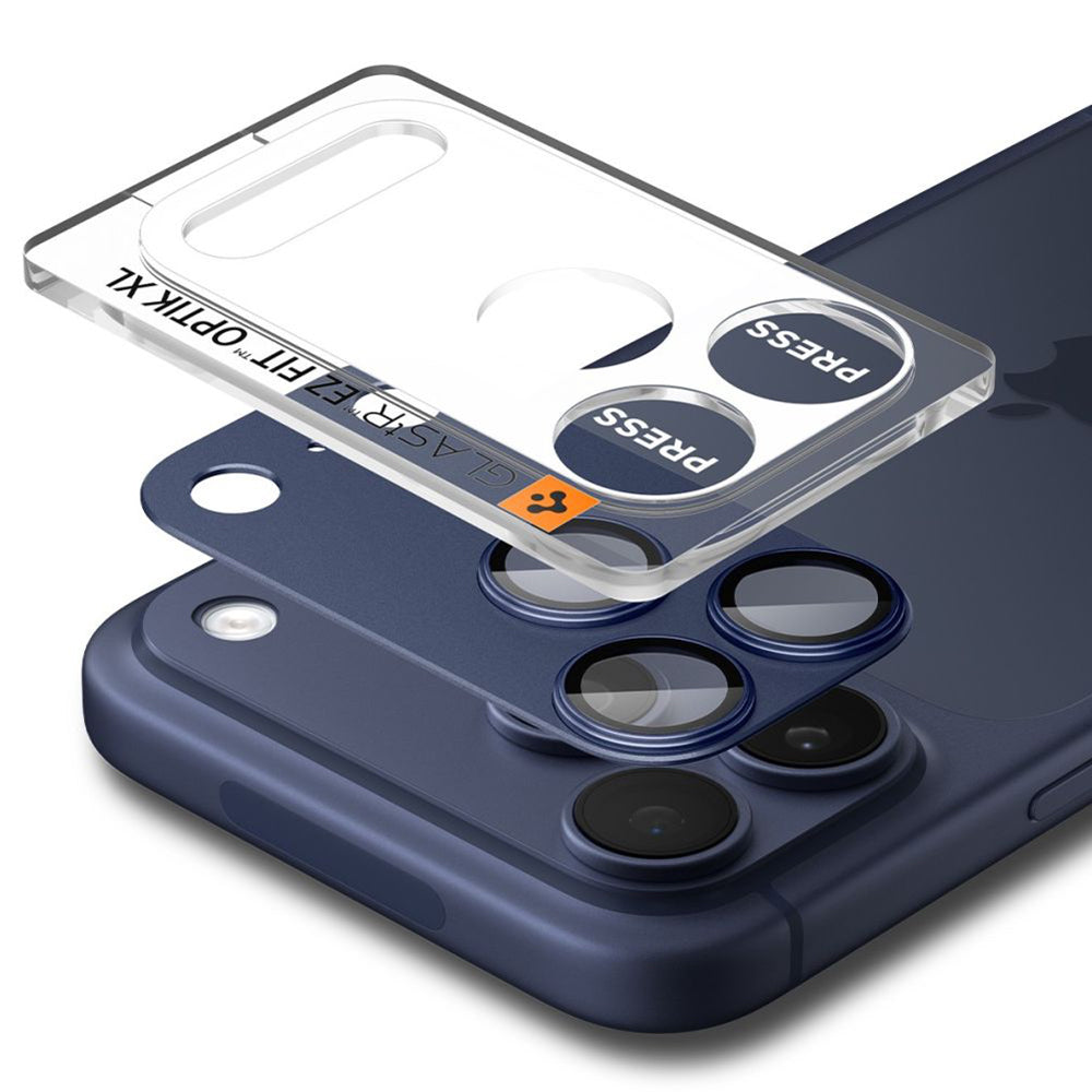 Pellicola Protettiva Posteriore Spigen GlastR EZ FIT Optik Pro XL per Apple iPhone 17 Pro, Vetro Temperato, Blu AGL10646