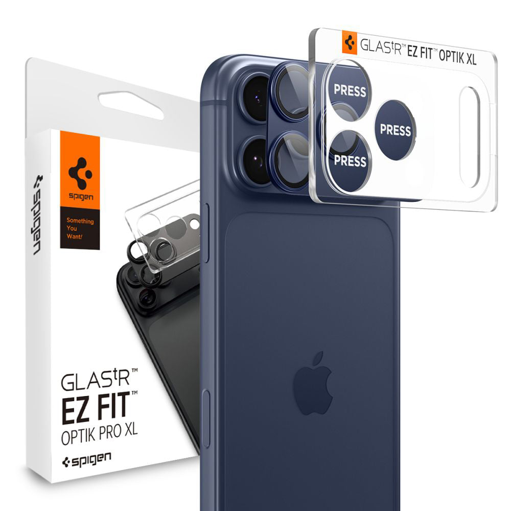Pellicola Protettiva Posteriore Spigen GlastR EZ FIT Optik Pro XL per Apple iPhone 17 Pro Max, Vetro Temperato, Blu AGL10651