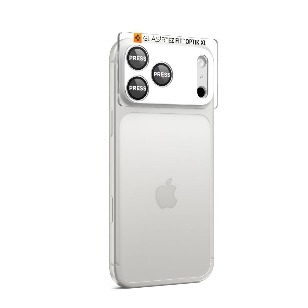 Spigen GlastR EZ FIT Optik Pro XL Rear Camera Protector for Apple iPhone 17 Pro, Tempered Glass, Silver AGL10647