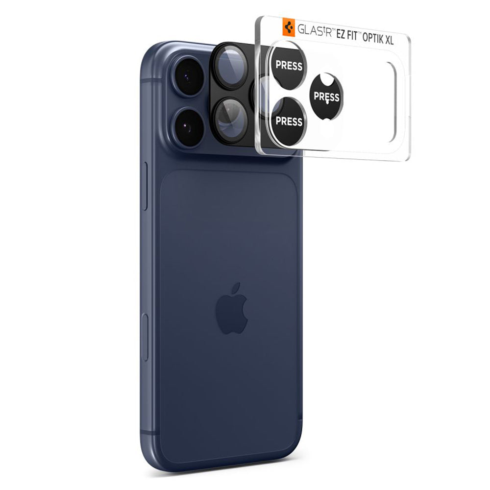 Pellicola Protettiva Posteriore Spigen GlastR EZ FIT Optik Pro XL per Apple iPhone 17 Pro, Vetro Temperato, Nero AGL10644