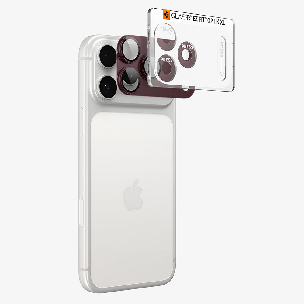 Schutzfolie für die Rückkamera Spigen GlastR EZ FIT Optik Pro XL für Apple iPhone 18 Pro, gehärtetes Glas, Burgunderrot AGL12036