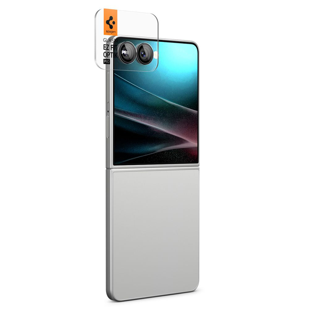 Film de protection pour caméra arrière Spigen GlastR EZ FIT Optik Pro HD pour Samsung Galaxy Z Flip7 F766, Verre Trempé, Lot de 2 pièces, Noir AGL09587