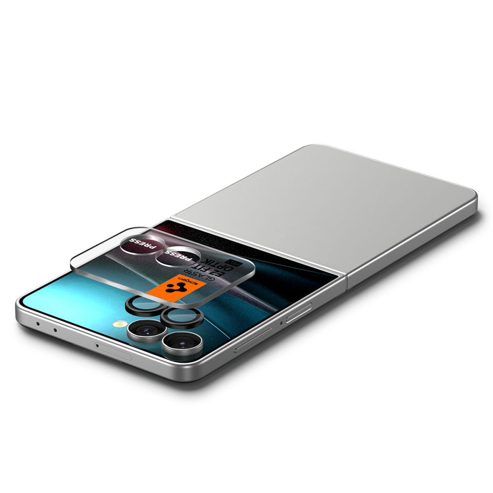 Film de protection pour caméra arrière Spigen GlastR EZ FIT Optik Pro HD pour Samsung Galaxy Z Flip7 F766, Verre Trempé, Lot de 2 pièces, Noir AGL09587