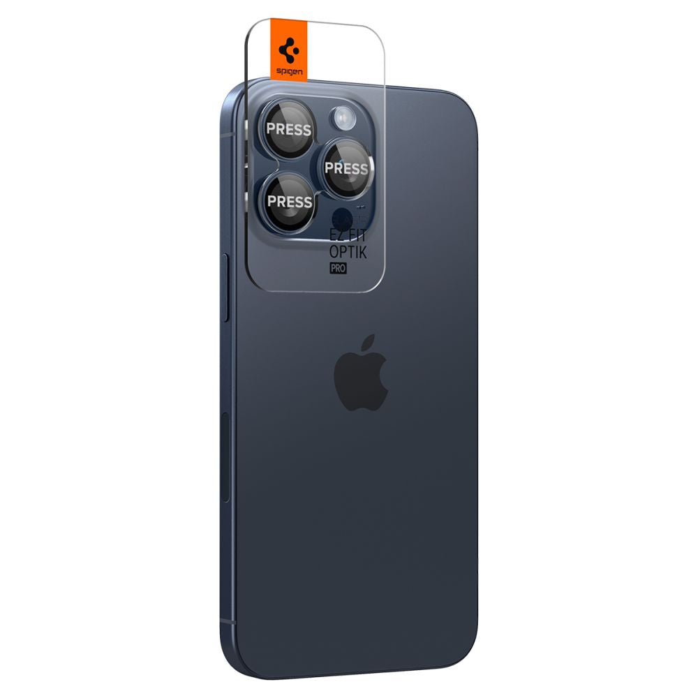 Pellicola Protettiva Posteriore Spigen GlastR EZ FIT Optik Pro per Apple iPhone 16 Pro Max / 16 Pro, Vetro Temperato, Set 2 pezzi, Blu