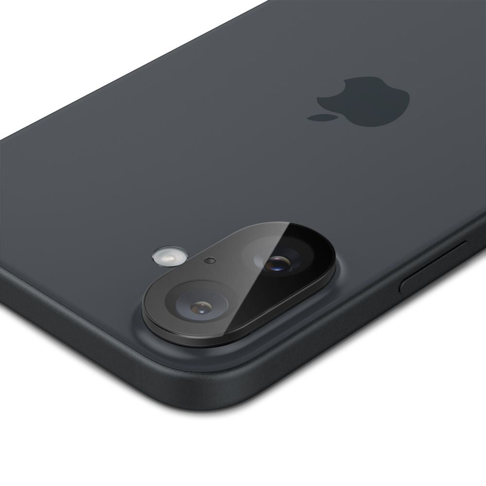 Schutzfolie Rückkamera Spigen GlastR Optik für Apple iPhone 16 Plus / 16, Gehärtetes Glas, Set 2 Stück, Schwarz AGL07922