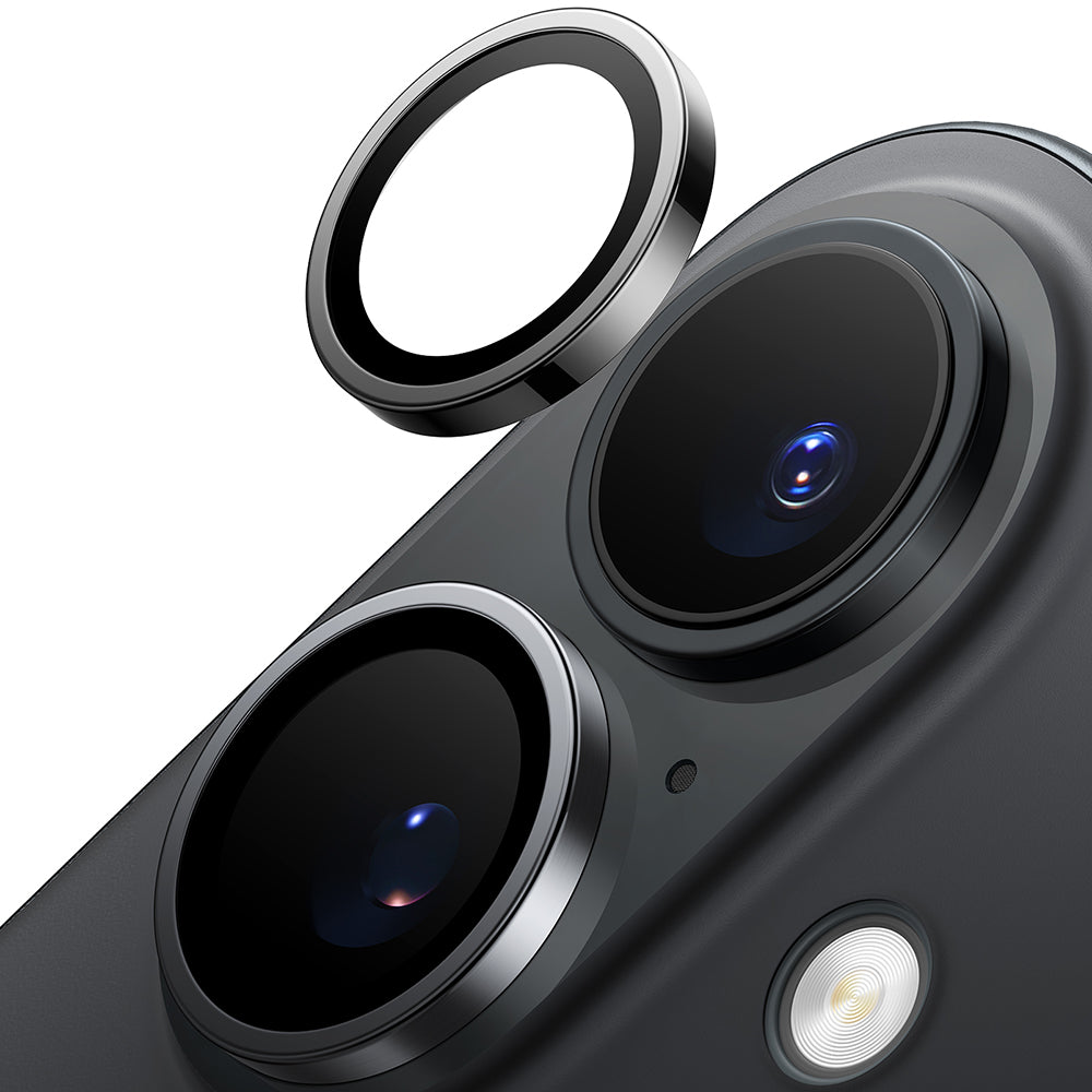 Pellicola protettiva per fotocamera posteriore Torras Lensguard per Apple iPhone 16 Plus / 16, Vetro Temperato, Nero