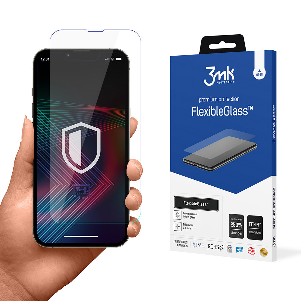 Pellicola protettiva per schermo 3MK FlexibleGlass per Apple iPhone 14 Pro / 14, Vetro Flessibile, Full Glue