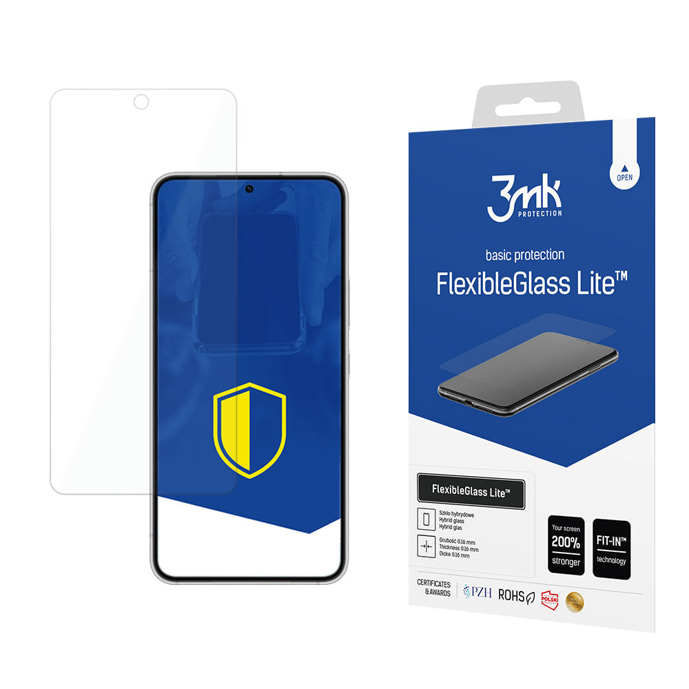 Film de protection d'écran 3MK FlexibleGlass Lite pour Samsung Galaxy S22 5G S901, Verre Flexible, Full Glue