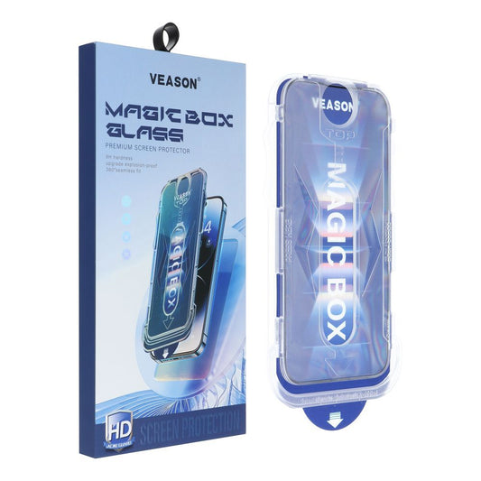 Protezione dello schermo Veason PRO per Apple iPhone 15 Plus, vetro protetto, colla completa, 6D, nero