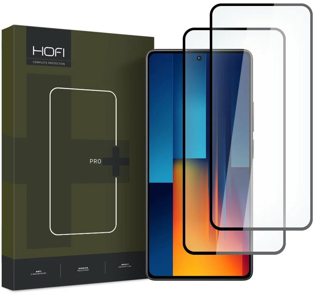 Pellicola protettiva HOFI Glass PRO+ per Xiaomi Poco M6 Pro 5G, schermo di vetro, colla completa, set di 2 pezzi, 2.5D, nero