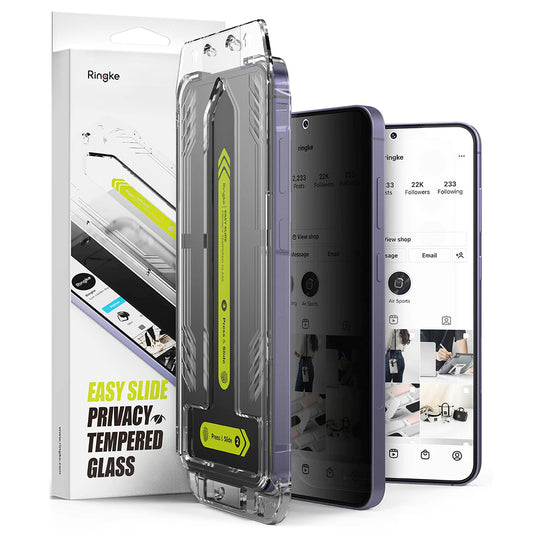 Schutzfolie Privacy Ringke Easy Slide für Samsung Galaxy S25+ S936 / S24+ S926, gehärtetes Glas, Vollkleber, Set mit 2 Stück