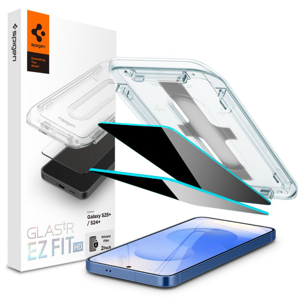 Film de protection écran Privacy Spigen GlastR EZ FIT HD pour Samsung Galaxy S25+ S936 / S24+ S926, Verre Trempé, Full Glue, Lot de 2 pièces