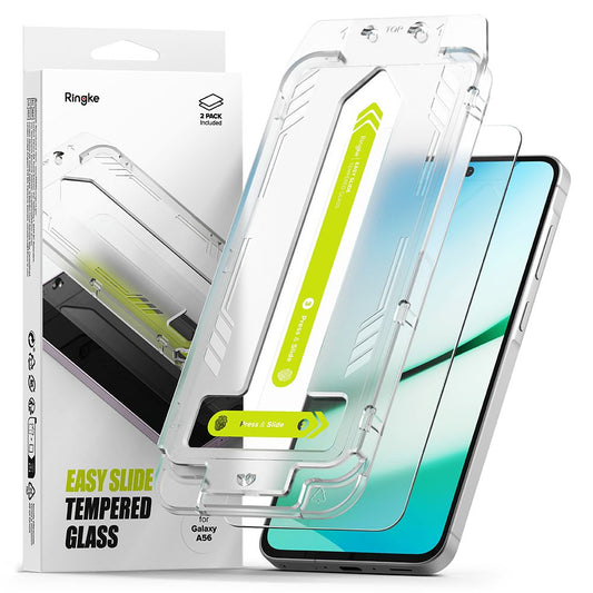 Displayschutzfolie Ringke Easy Slide für Samsung Galaxy A56 A566, gehärtetes Glas, Vollkleber, Set mit 2 Stück