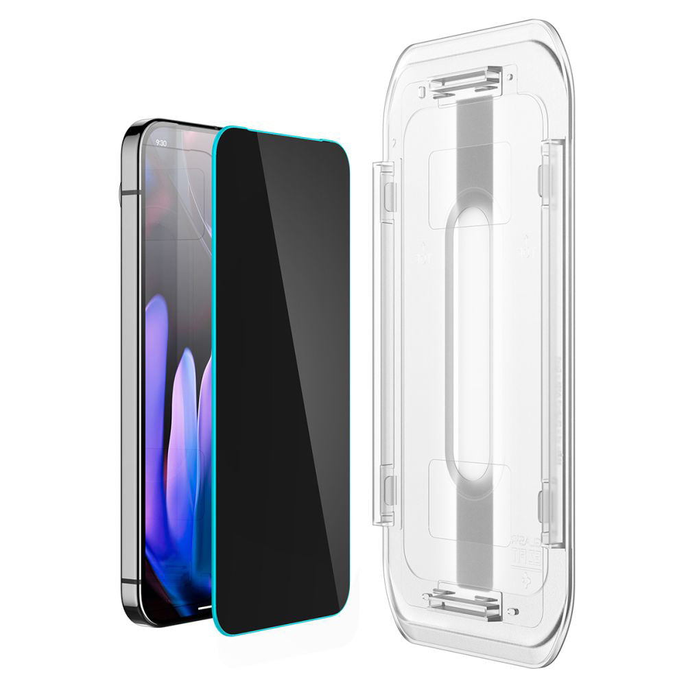 Film de protection d'écran Privacy Spigen GlastR EZ FIT pour Google Pixel 9 / 9 Pro, Verre trempé, Collage complet, Lot de 2 pièces