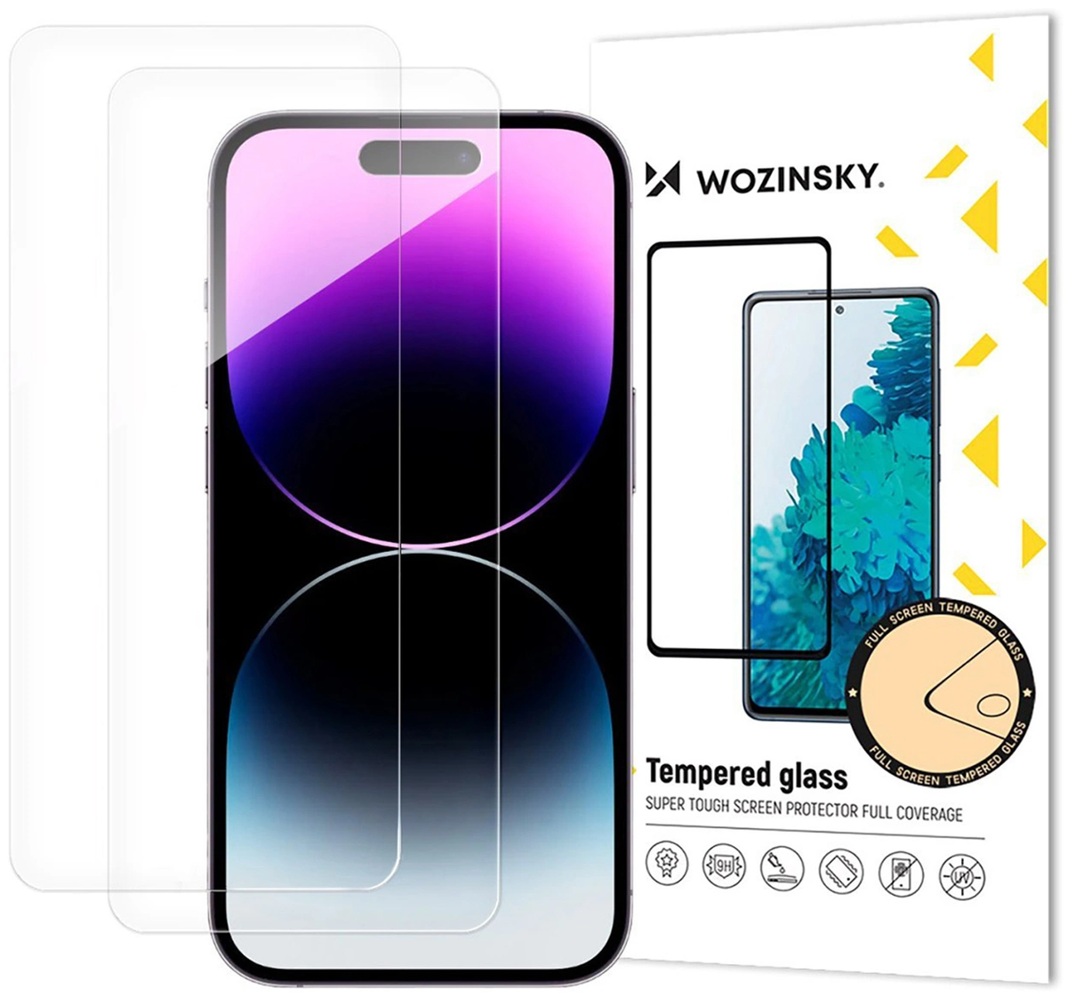 WZK Displayschutzfolie für Apple iPhone 18 Pro / 17 Pro / 16 Pro, gehärtetes Glas, Full Glue, 2 Stück Set