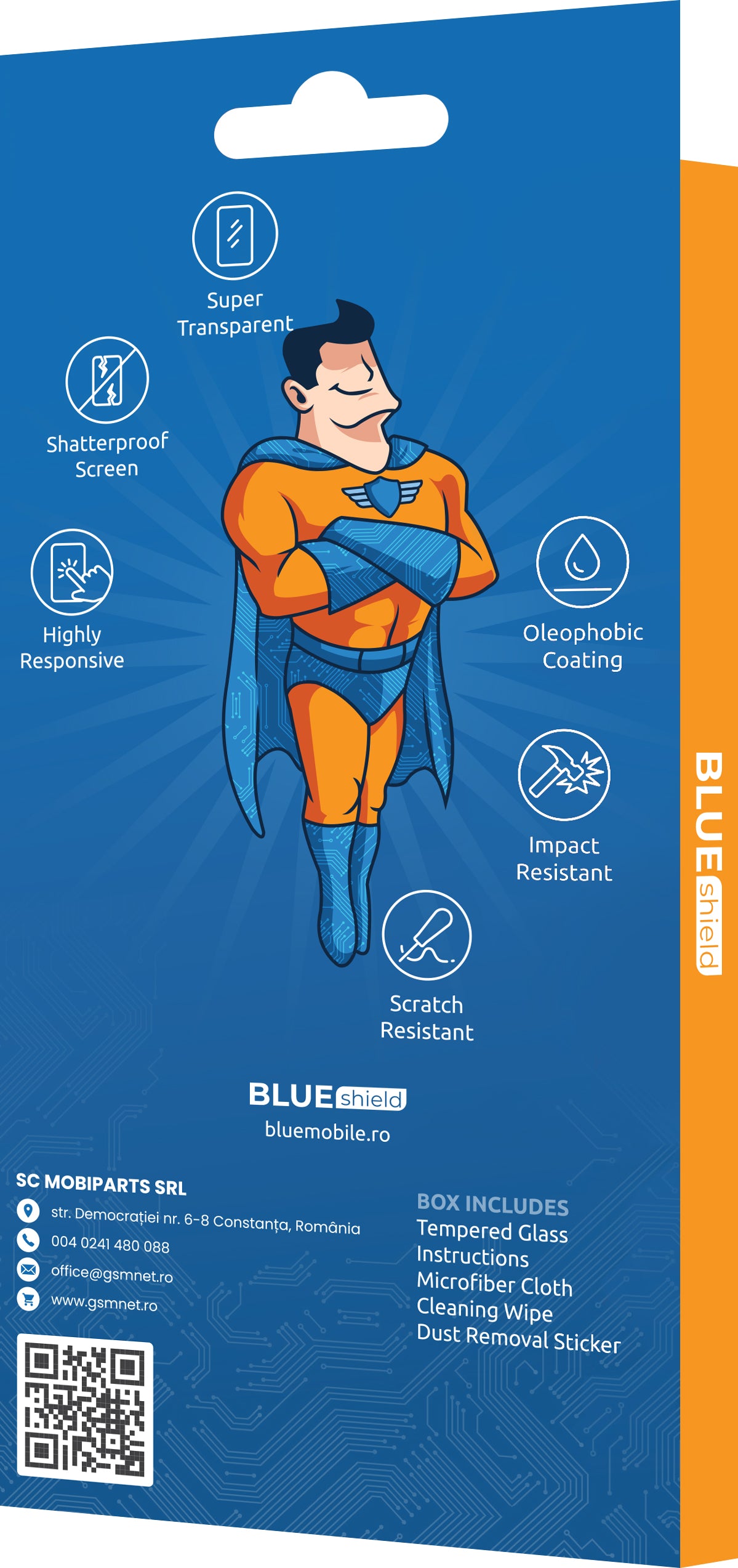 Film de protection écran Blue Shield pour Xiaomi Redmi Note 13 Pro+, Verre Trempé, Colle sur les bords, Compatible avec les coques, Noir