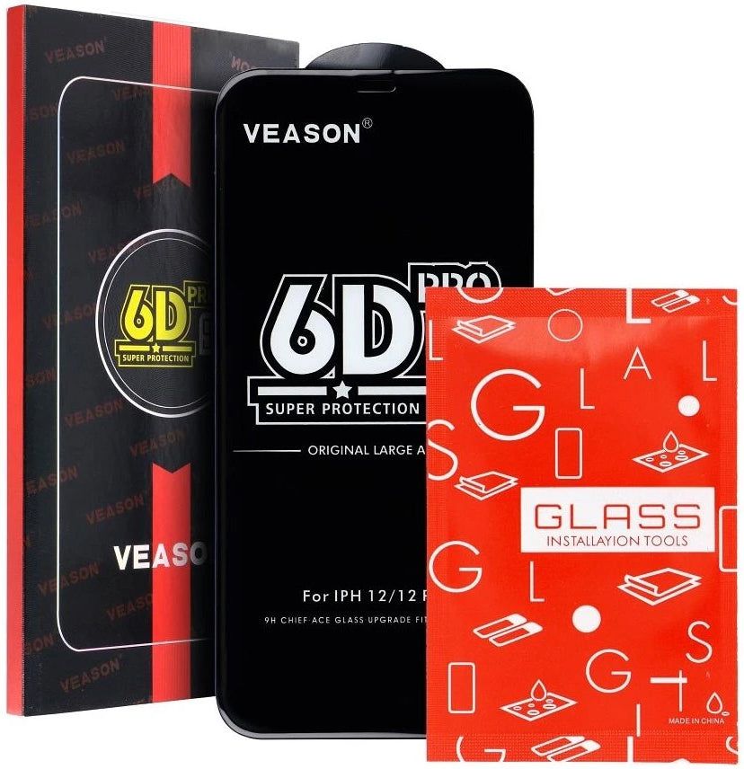 Pellicola protettiva per schermo Veason PRO per Motorola Moto E32s / E22s / E32 / G22, Vetro temperato, Full Glue, 6D, Nero