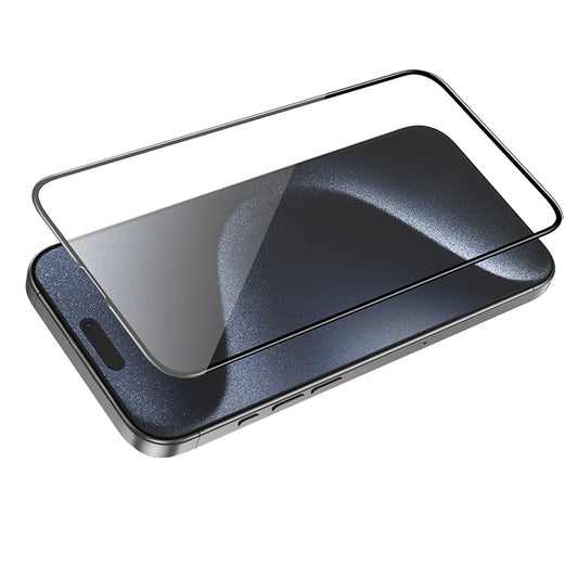 Film de protection d'écran HOCO G16 pour Apple iPhone 16 Pro Max, Verre Trempé, Full Glue, 5D, Noir.