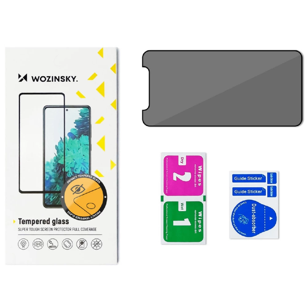 Pellicola protettiva per schermo Privacy WZK AntiSpy per Apple iPhone 15 Pro, Vetro Temperato, Full Glue