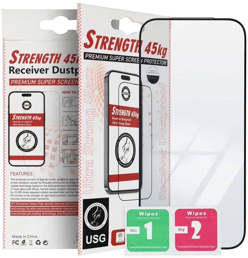Film de protection d'écran OEM Ultra Strong 45KG pour Apple iPhone 14 Pro Max, Verre Trempé, Collage Complet, 2.5D, Noir