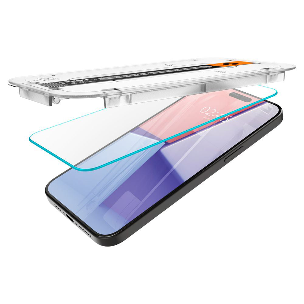 Film de protection d'écran Spigen GlastR EZ FIT pour Apple iPhone 15 Pro Max, Verre Trempé, Full Glue, Lot de 2 pièces AGL06872