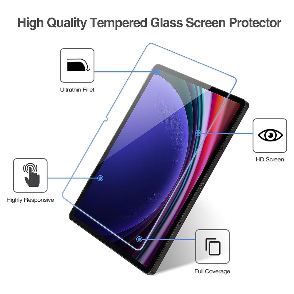 Pellicola protettiva per schermo Lito Classic per Samsung Galaxy Tab S9 FE / Tab S9, Vetro temperato, Full Glue, 2.5D