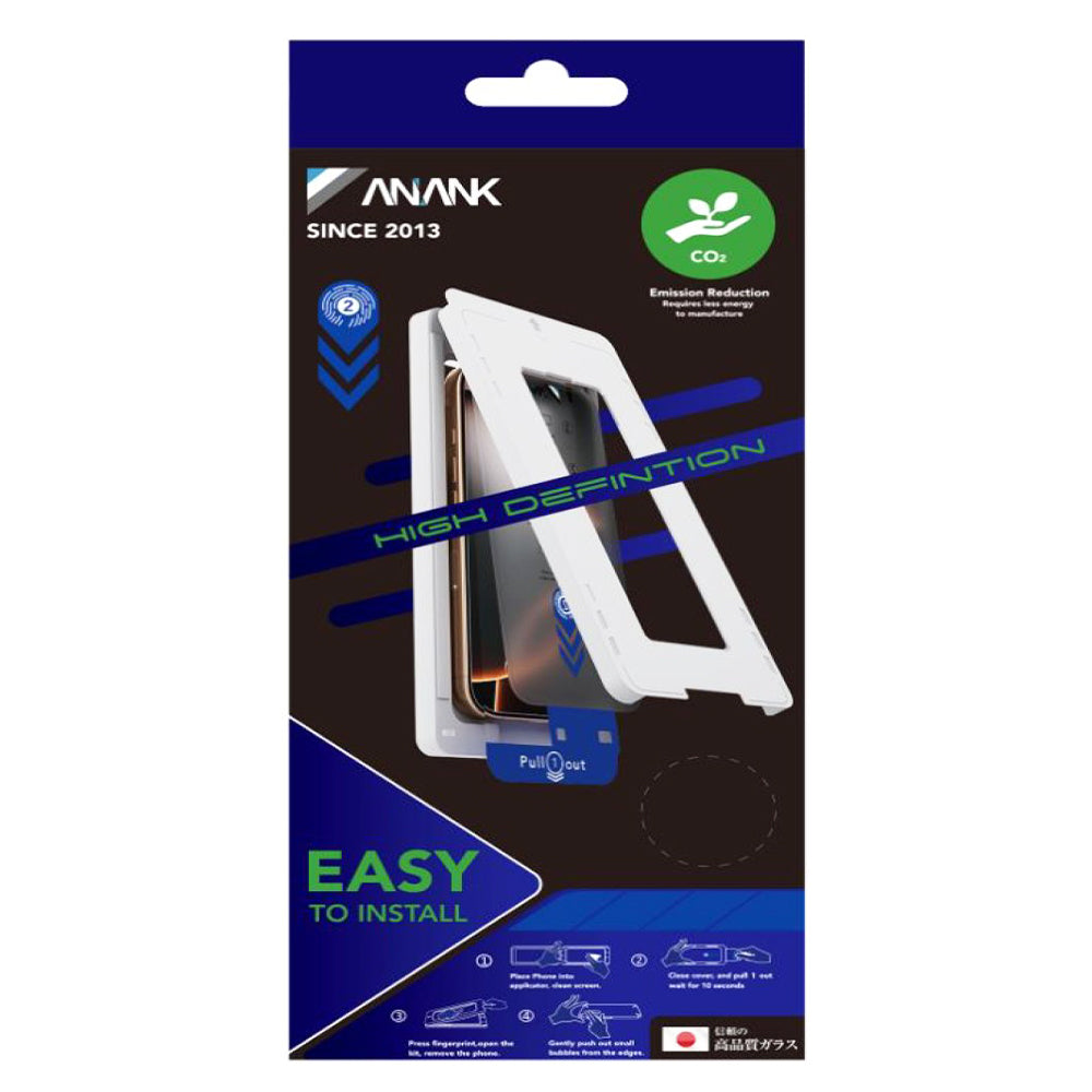Pellicola protettiva per schermo Anank 2X Rinforzata per Apple iPhone 15 Pro, Vetro Temperato, Colla Completa, 2.5D, Nera