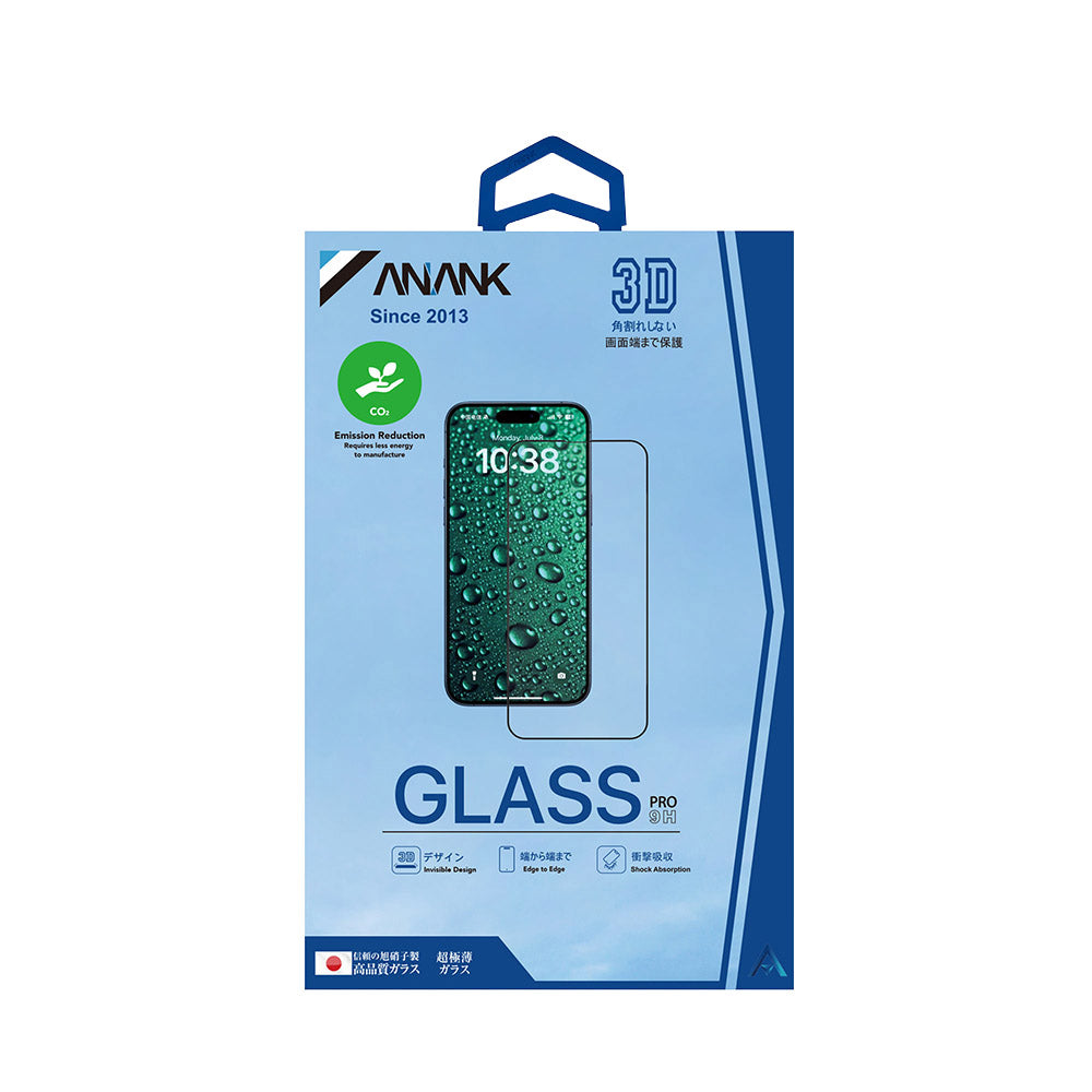 Pellicola protettiva per schermo Anank 3X Rinforzata Invisibile per Apple iPhone 16 Pro Max, Vetro Temperato, Colla Completa, 3D, Nera