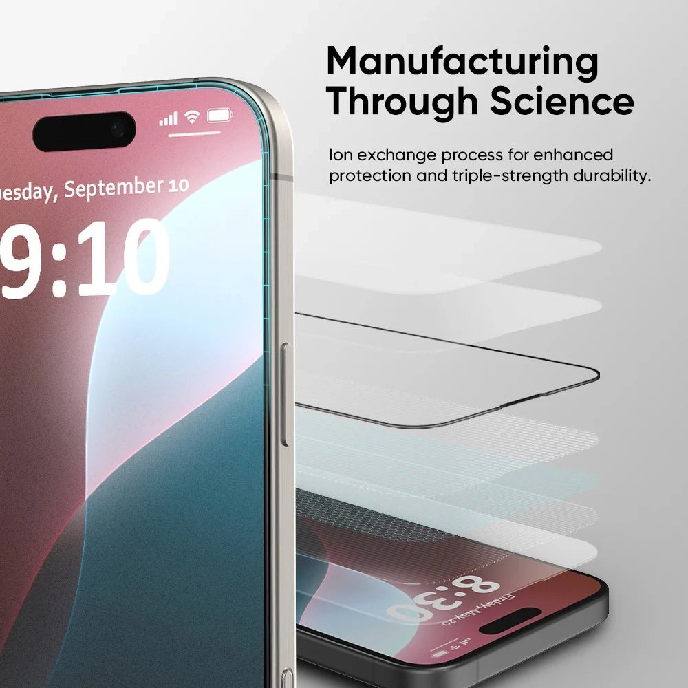 Schutzfolie Anank 5X Reinforced Invisible für Apple iPhone 17 Pro Max, Gehärtetes Glas, Full Glue, 3D, Schwarz