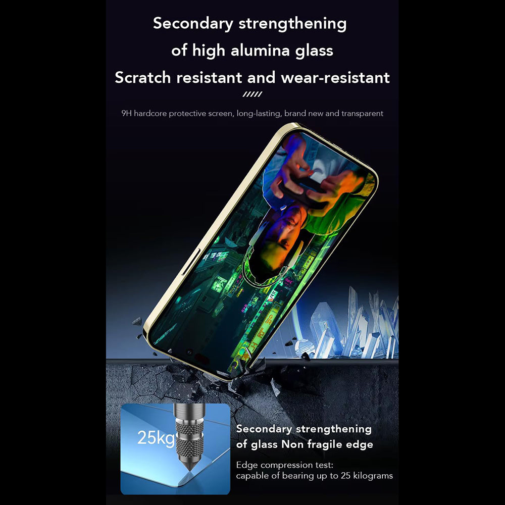 Pellicola protettiva per schermo Anank Anti-Impronte per Apple iPhone 14 Pro, Vetro temperato, Colla completa, 2.5D, Nero