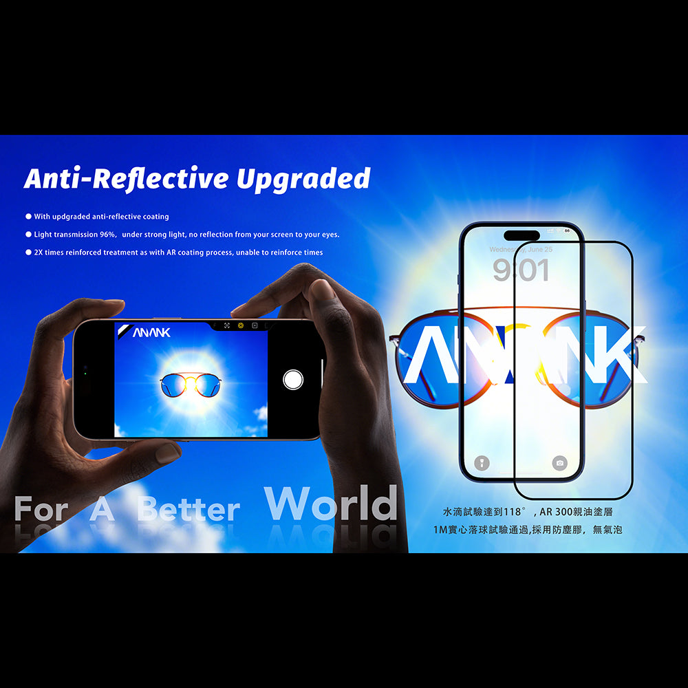 Schutzfolie Anank Anti Reflection für Apple iPhone 17, Gehärtetes Glas, Full Glue, 2.5D, Schwarz