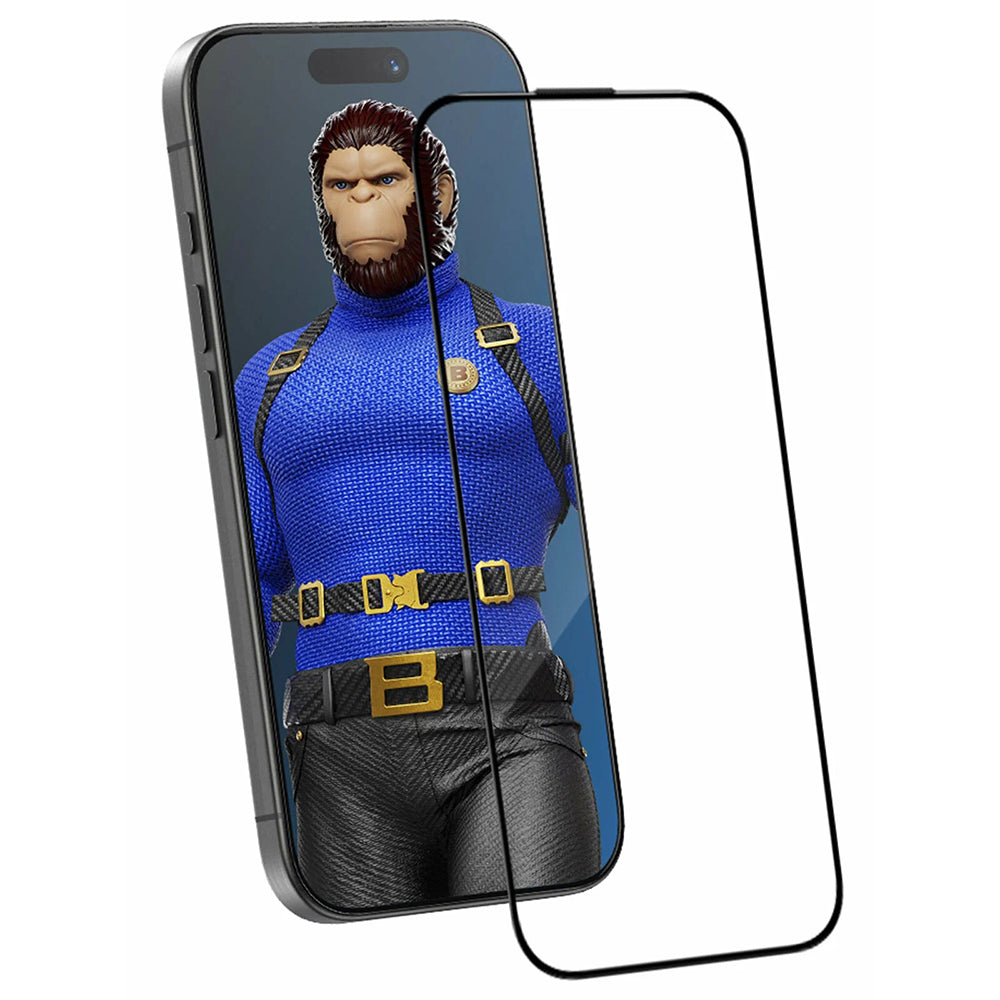 Pellicola protettiva per schermo Blueo Crystal Anti-Graffio Applicatore per Apple iPhone 15 Pro Max, Vetro Temperato, Colla Totale, Nera