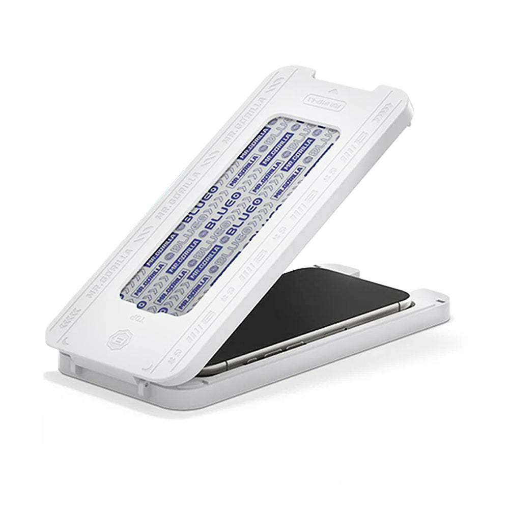 Pellicola protettiva per schermo Blueo Crystal Anti-Graffio Applicatore per Apple iPhone 15 Pro Max, Vetro Temperato, Colla Totale, Nera