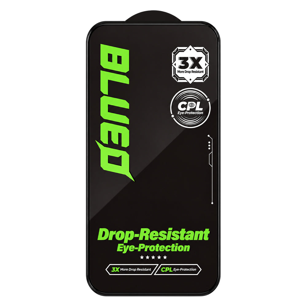 Pellicola protettiva per schermo Blueo Drop Resistant per Apple iPhone 18 Pro Max / 17 Pro Max / 16 Pro Max, vetro temperato, adesivo integrale, nera