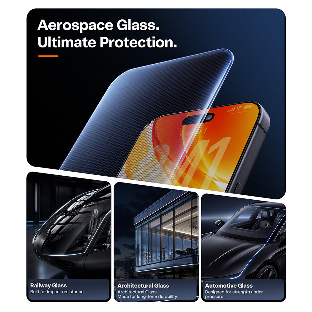 Film de protection d'écran Torras OrigArmor pour Apple iPhone 18 Pro / 17 Pro, Verre trempé, Collage intégral