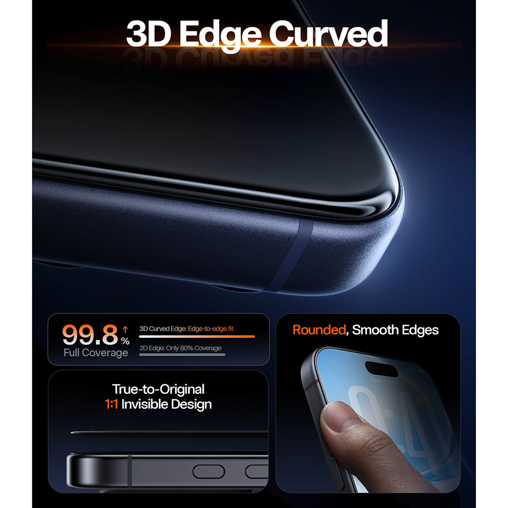 Film de protection d'écran Torras OrigArmor pour Apple iPhone 18 Pro / 17 Pro, Verre trempé, Collage intégral